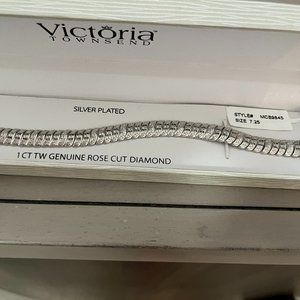 1 CT TW Genuine Rose Cut Diamond Tennis Bracelet, Fine Silver Plated